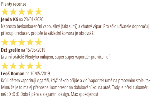 Recenze Plenty ze starého webu kvalitnivaporizer.cz, neověřeno. 